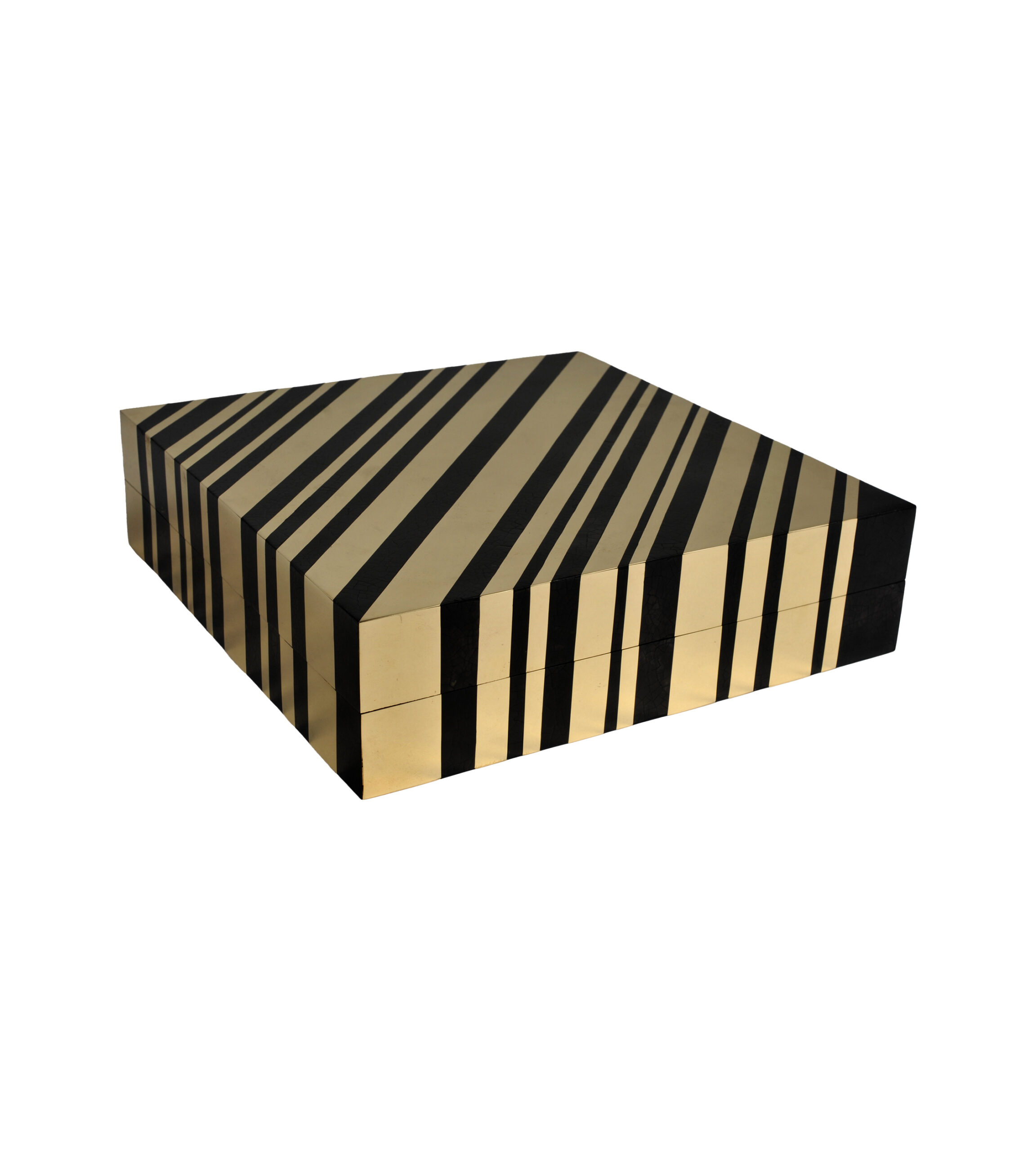 Brass Square Box – Stripe Pattern